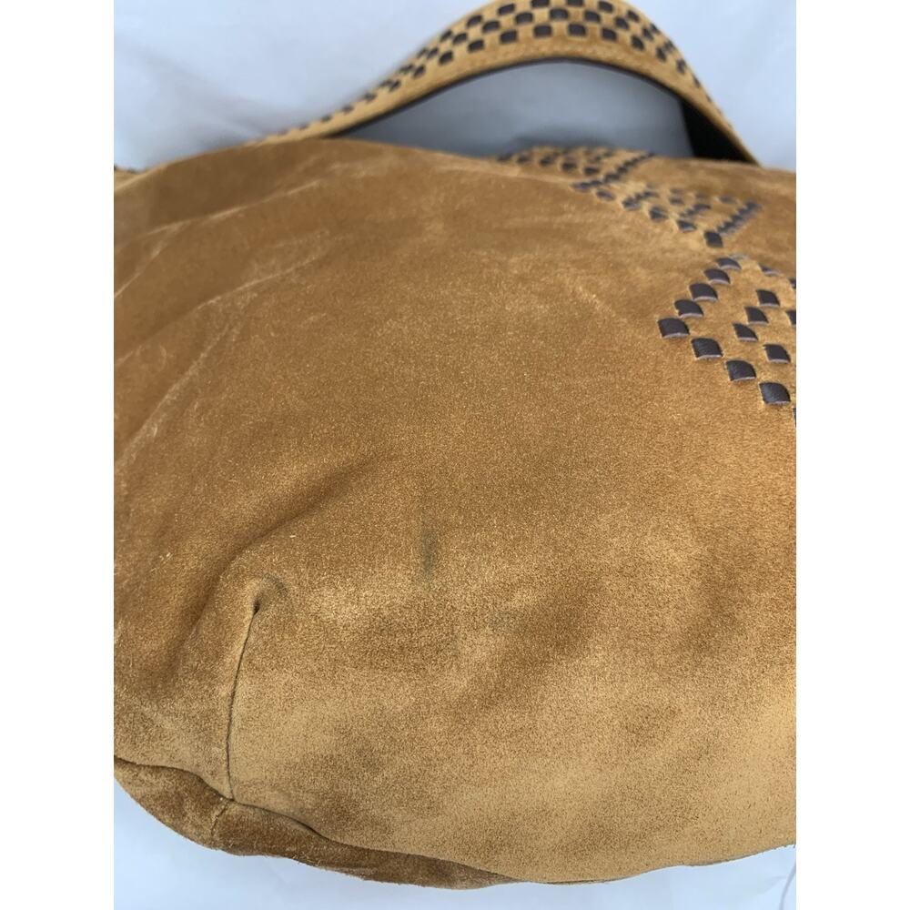 HOBO HARLEY BROWN SUEDE WHIP STITCH TRIM SHOULDER BAG PURSE EXCELLENT ! - Picture 16 of 16